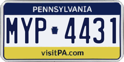 PA license plate MYP4431