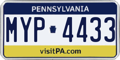 PA license plate MYP4433