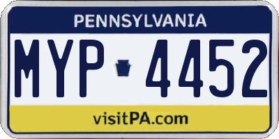 PA license plate MYP4452