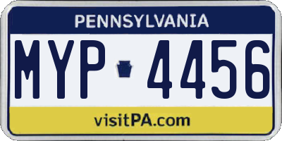 PA license plate MYP4456