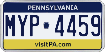 PA license plate MYP4459
