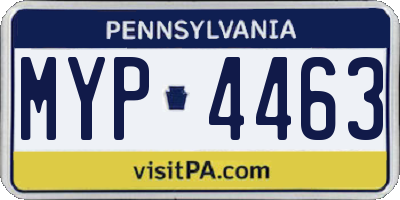PA license plate MYP4463