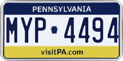 PA license plate MYP4494