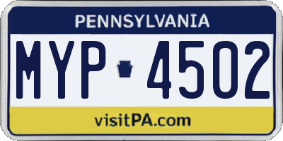 PA license plate MYP4502