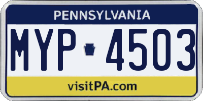 PA license plate MYP4503