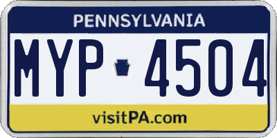 PA license plate MYP4504
