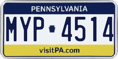 PA license plate MYP4514