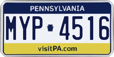PA license plate MYP4516
