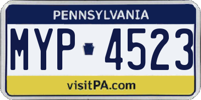 PA license plate MYP4523
