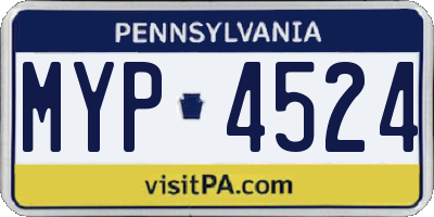 PA license plate MYP4524