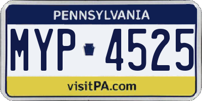 PA license plate MYP4525