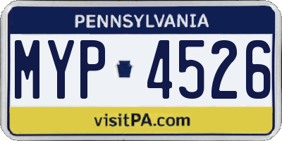 PA license plate MYP4526
