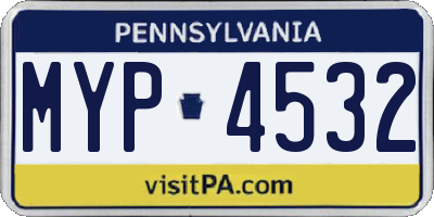 PA license plate MYP4532