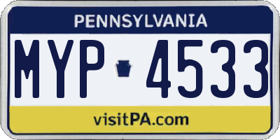 PA license plate MYP4533