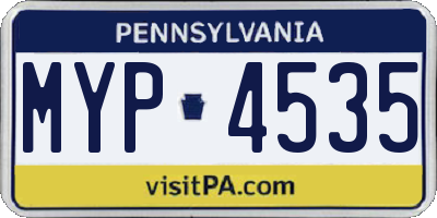 PA license plate MYP4535