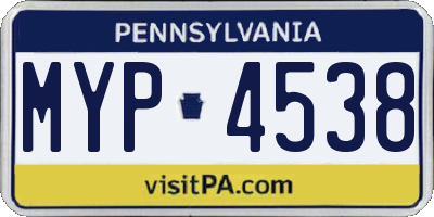 PA license plate MYP4538