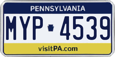 PA license plate MYP4539