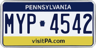 PA license plate MYP4542