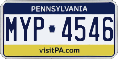 PA license plate MYP4546