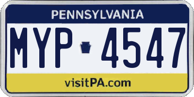 PA license plate MYP4547