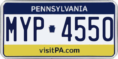 PA license plate MYP4550