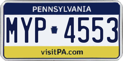 PA license plate MYP4553