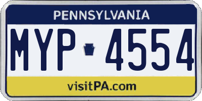 PA license plate MYP4554