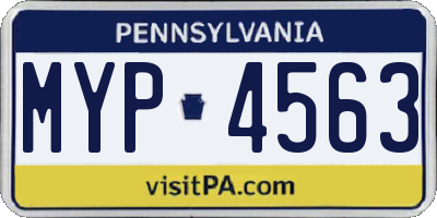 PA license plate MYP4563