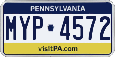 PA license plate MYP4572