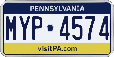 PA license plate MYP4574