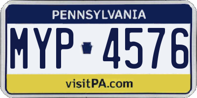 PA license plate MYP4576
