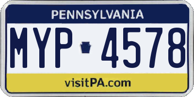 PA license plate MYP4578