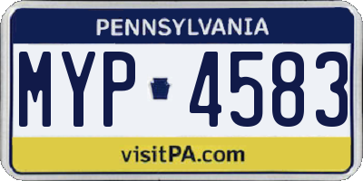 PA license plate MYP4583