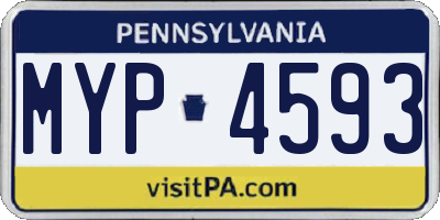 PA license plate MYP4593
