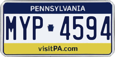 PA license plate MYP4594