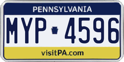 PA license plate MYP4596