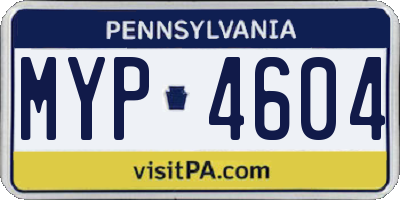 PA license plate MYP4604