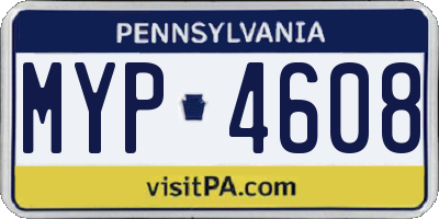 PA license plate MYP4608