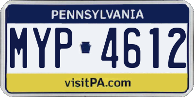PA license plate MYP4612