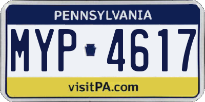 PA license plate MYP4617