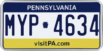 PA license plate MYP4634