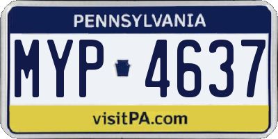 PA license plate MYP4637