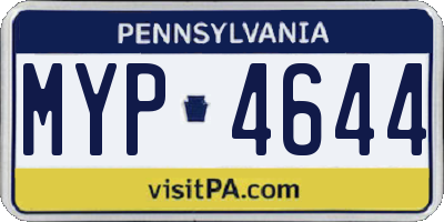 PA license plate MYP4644
