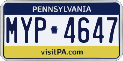 PA license plate MYP4647