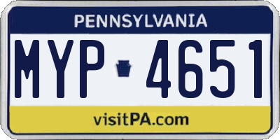 PA license plate MYP4651