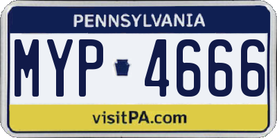 PA license plate MYP4666
