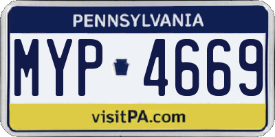 PA license plate MYP4669