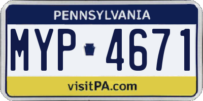 PA license plate MYP4671