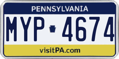 PA license plate MYP4674