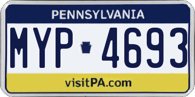 PA license plate MYP4693